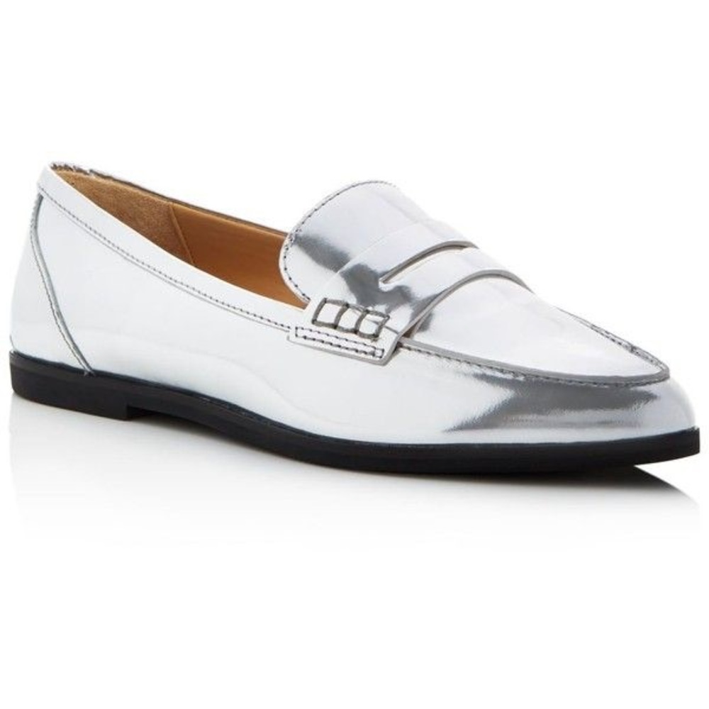 Michael kors leather metallic loafers